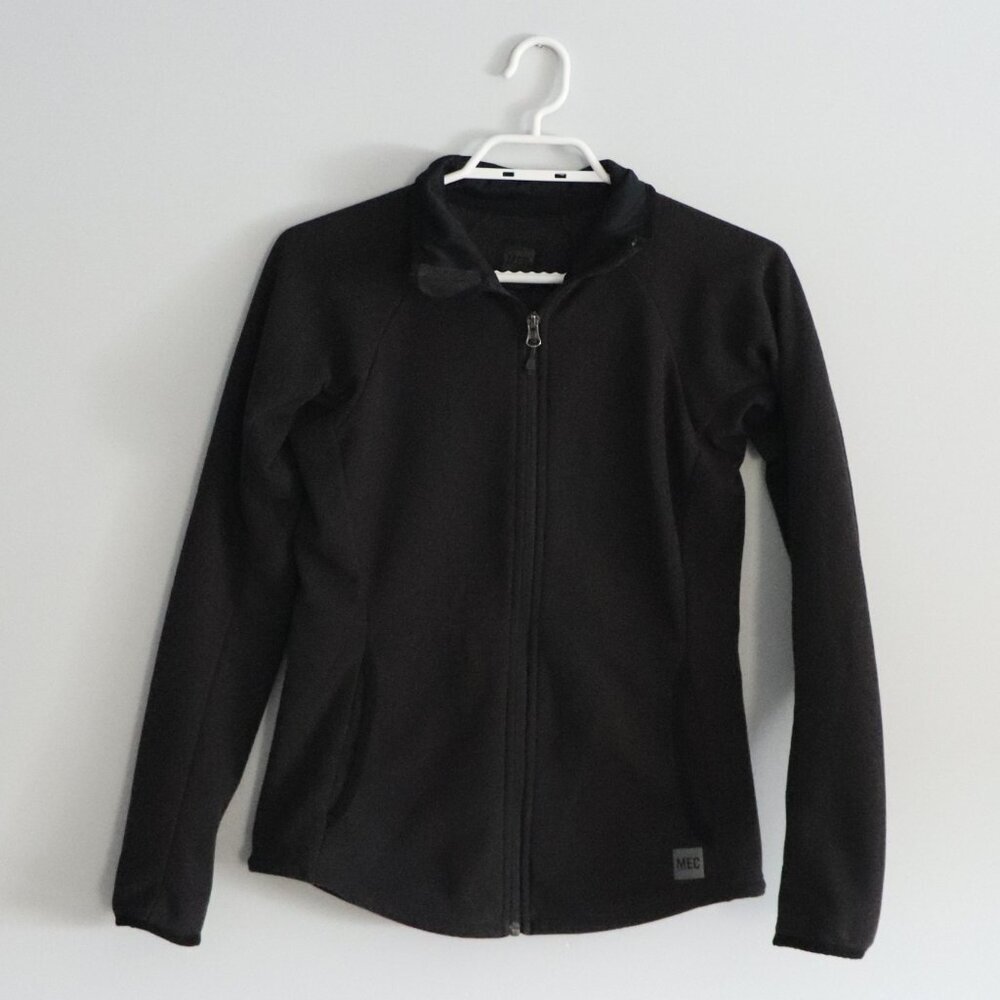 MEC Women's XS Black Coaction Full Zip Fleece Pocket Collared Lightweight Jacket